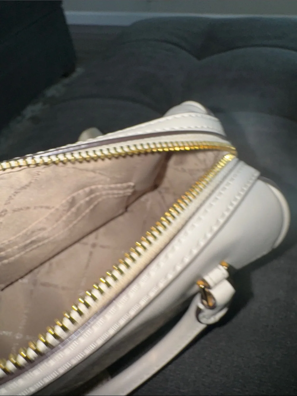 Michael Kors Cream and Beige Signature Mini Satchel with Gold Hardware